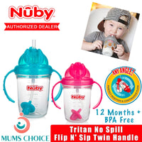 Nuby Tritan No Spill Flip N' Sip Twin Handle Cup with 360 Weighted Straw 240ml