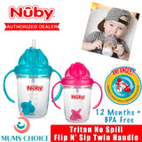 Nuby Tritan No Spill Flip N' Sip Twin Handle Cup with 360 Weighted Straw 240ml