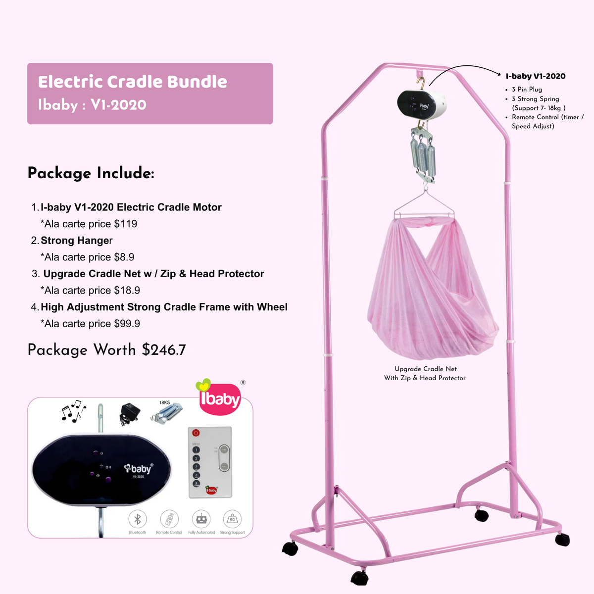 Nemobaby XL Foldable Spring Baby Cradle Set