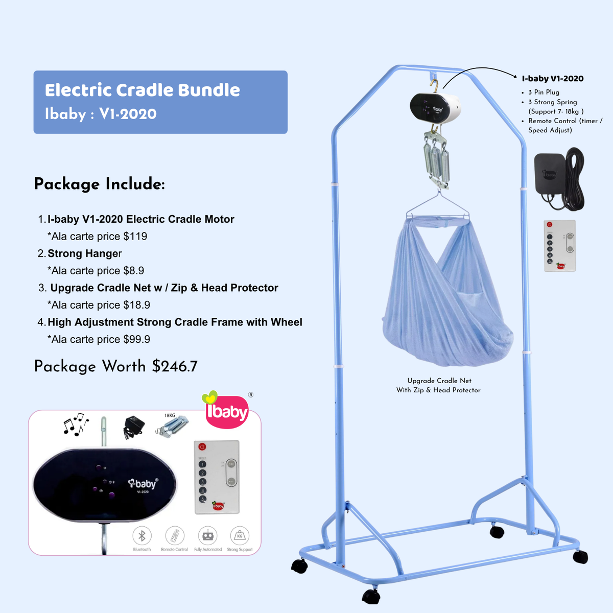Nemobaby XL Foldable Spring Baby Cradle Set