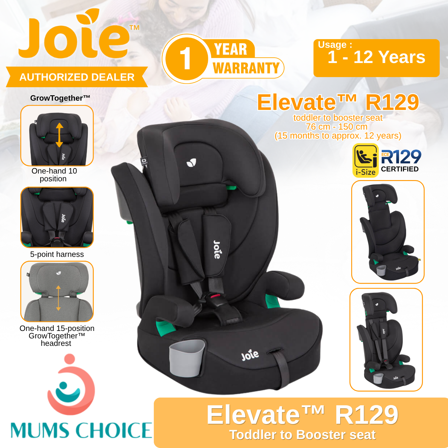 Joie Elevate R129 Baby Car Seat (15 months to 12 years)
