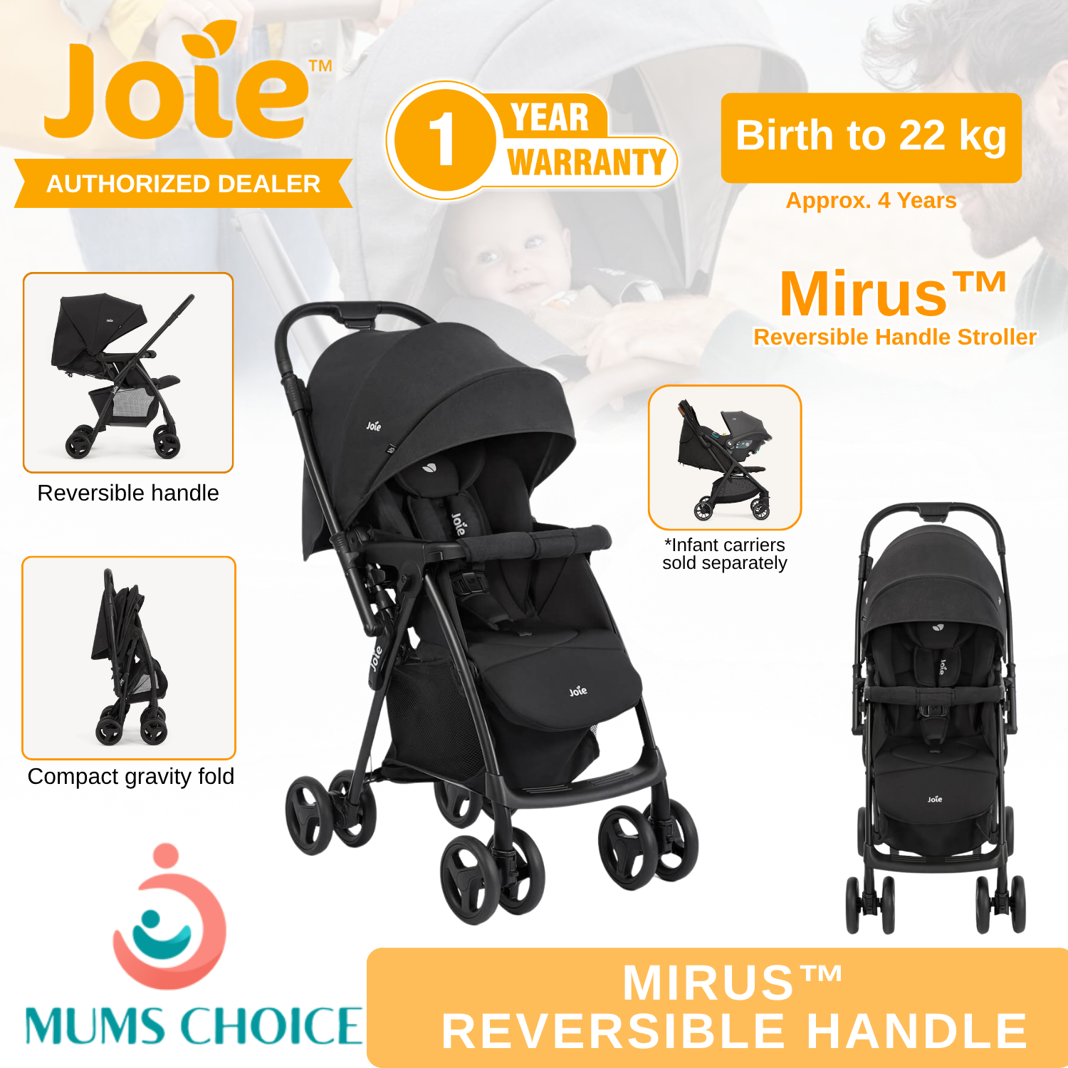 Joie Mirus Baby Stroller (1-Year Warranty)