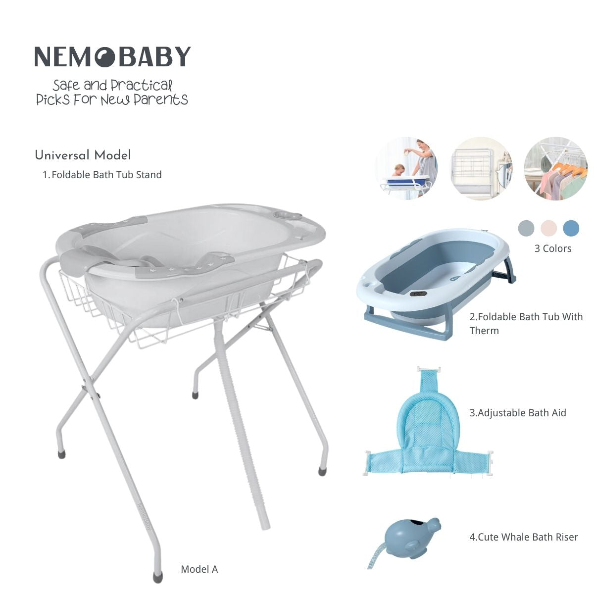 NEMOBABY Whale Bath tub w/Stand (Model A)