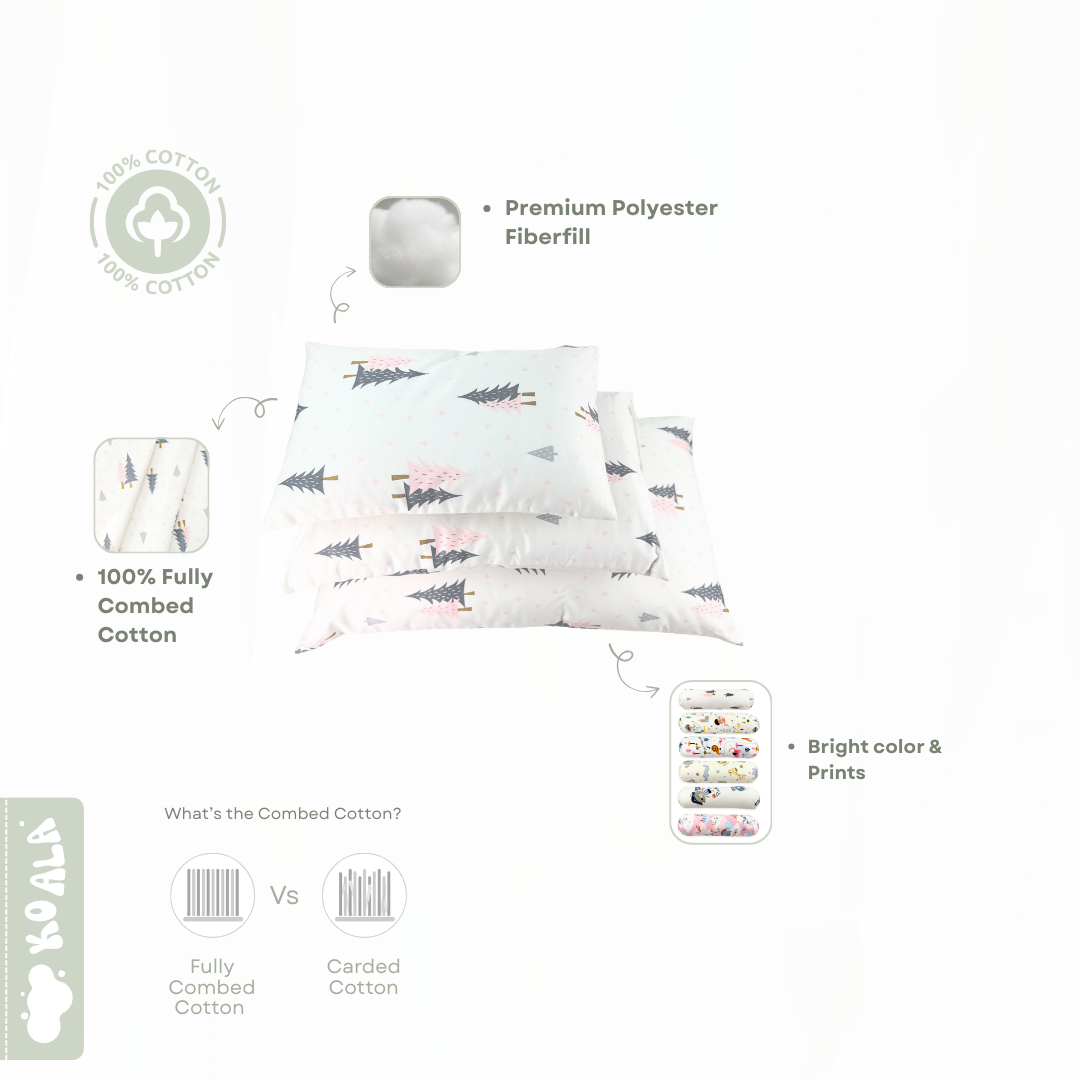 Koala Living 100% Pure Combed Cotton Children Pillow With replacement Cover