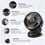 Nemobaby 10000mAh Built-in battery USB Clip Stroller Fan /Desk top Fan with 4 Speed