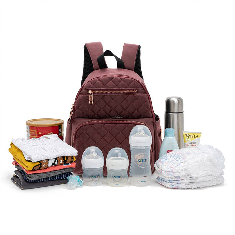 Princeton Milano Junior Series Baby Diaper Bag - Waterproof Navy Blue / Black / Maroon