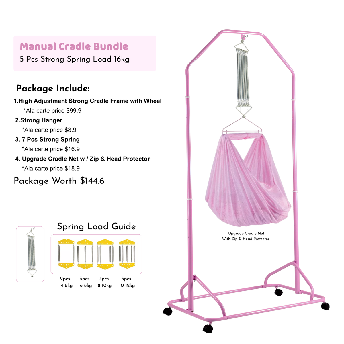 Nemobaby XL Foldable Spring Baby Cradle Set