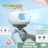 Cartoon UFO Portable Bladeless Safety Baby Stroller Fan USB Rechargeable Silent Outdoor Mini Handheld Small Folding Fan