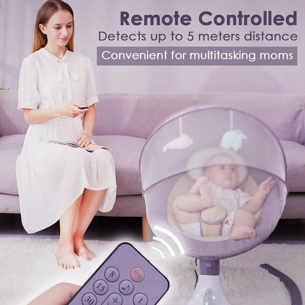 Mums Choice Smart Electric Baby Auto Swing Leaf Bouncer With Music, Toys & Mosquito Net