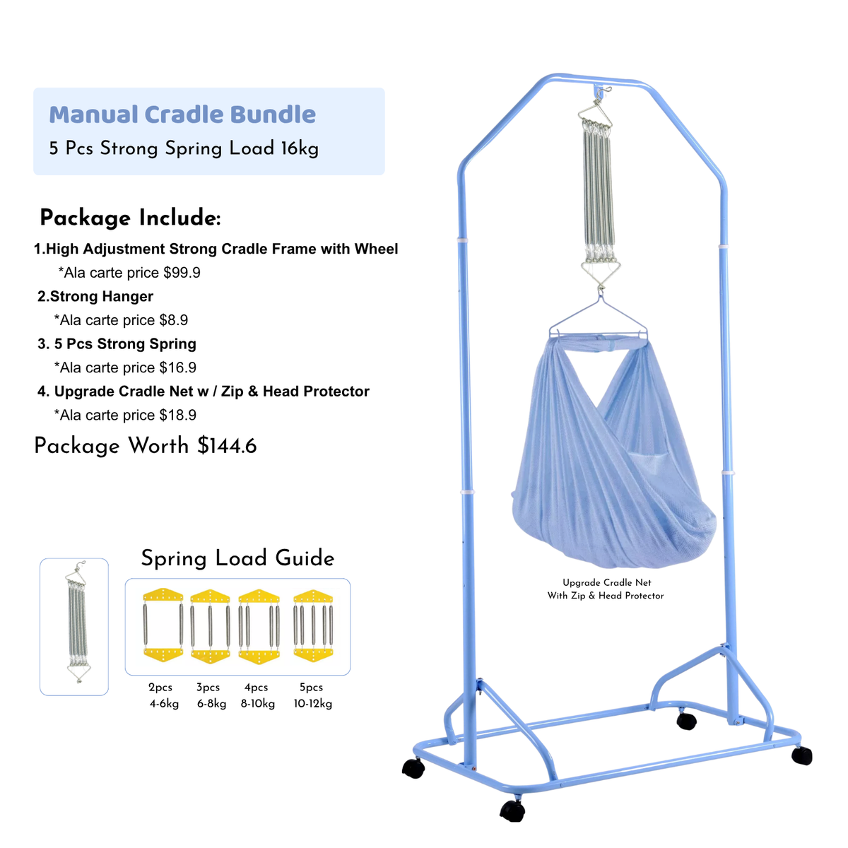 Nemobaby XL Foldable Spring Baby Cradle Set