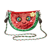 Sequin Crossbody Bag With Chain flower / Watermelon