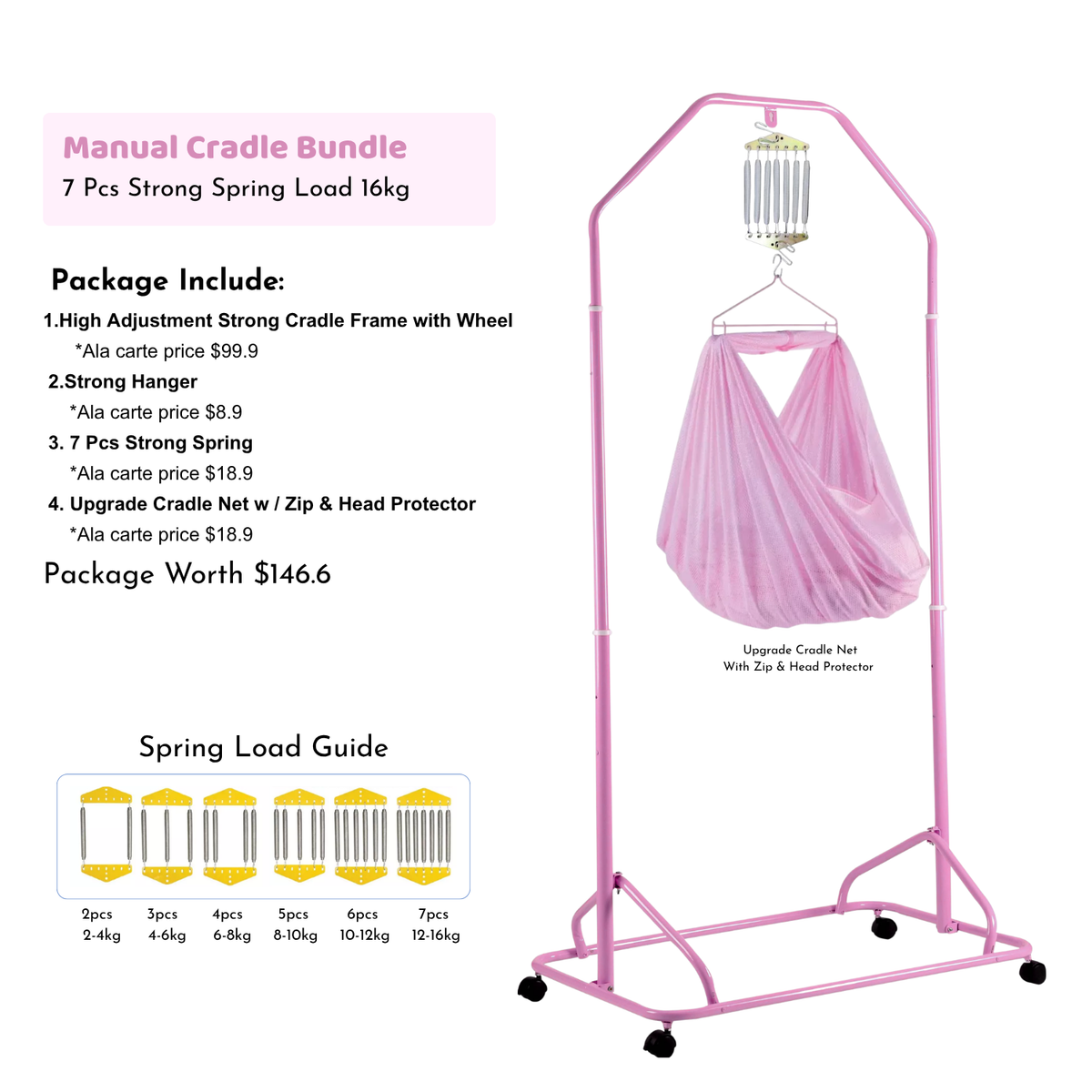 Nemobaby XL Foldable Spring Baby Cradle Set