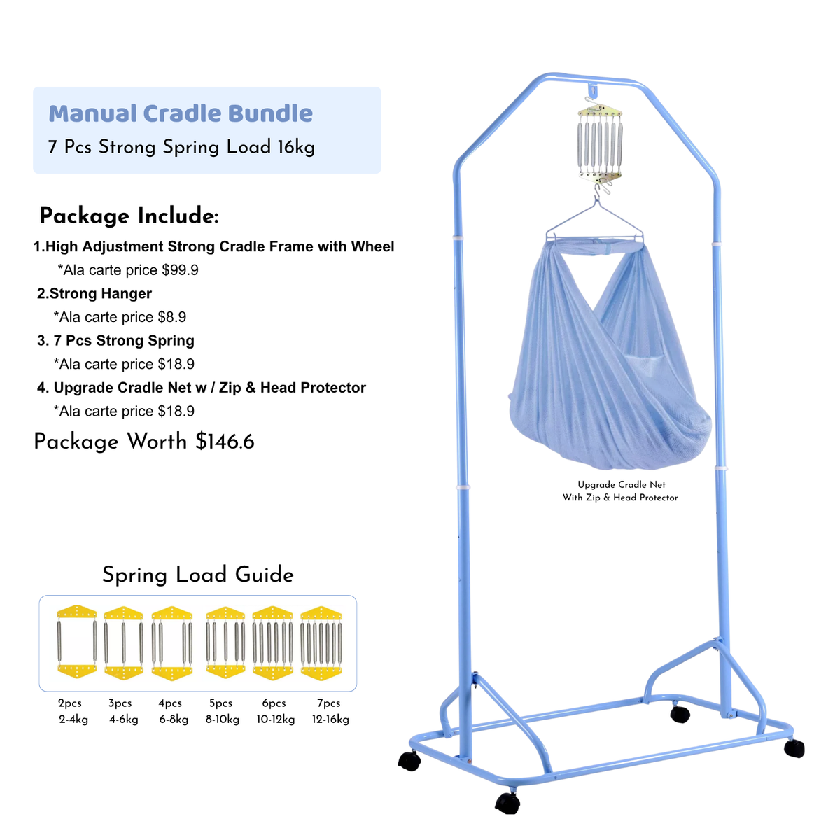 Nemobaby XL Foldable Spring Baby Cradle Set