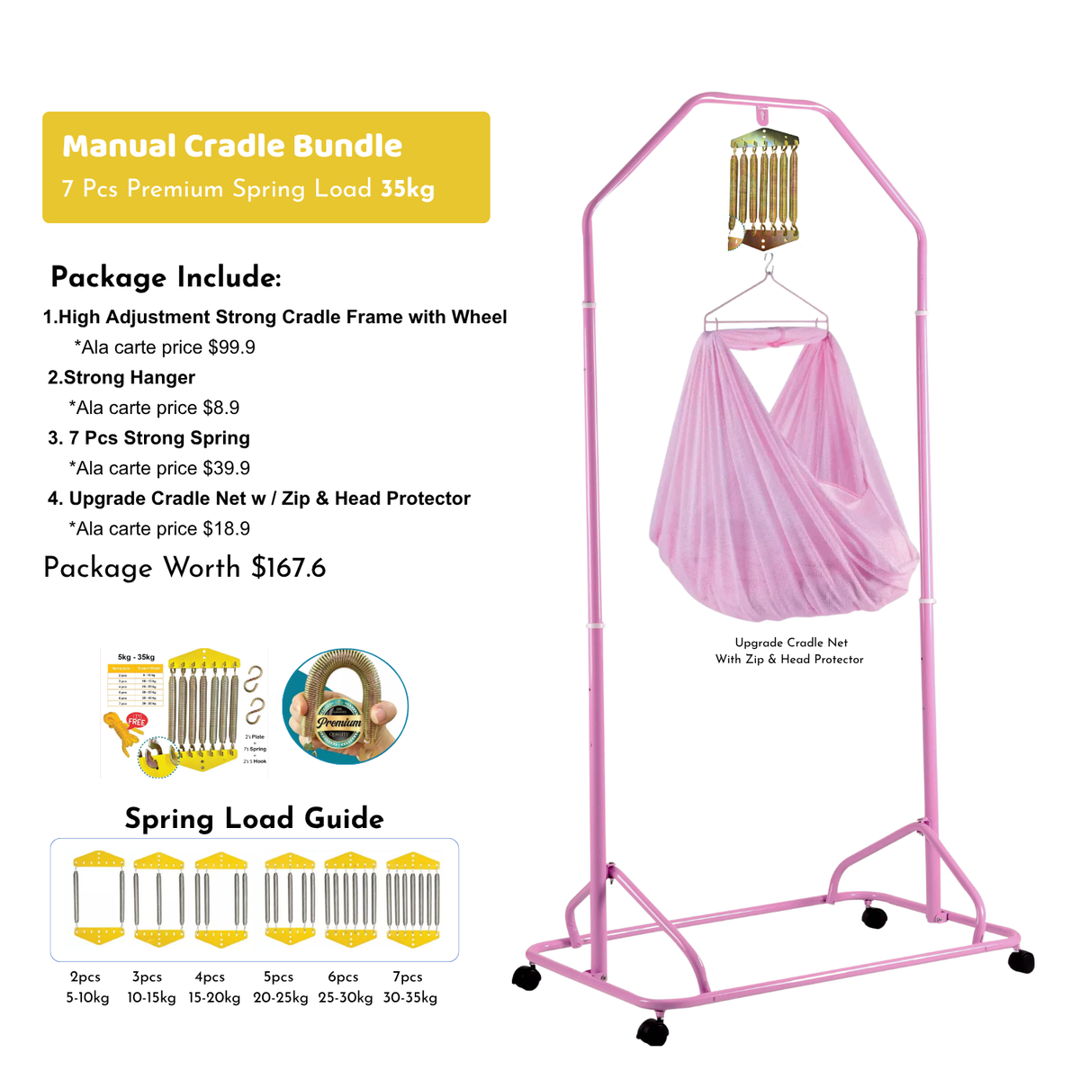 Nemobaby XL Foldable Spring Baby Cradle Set