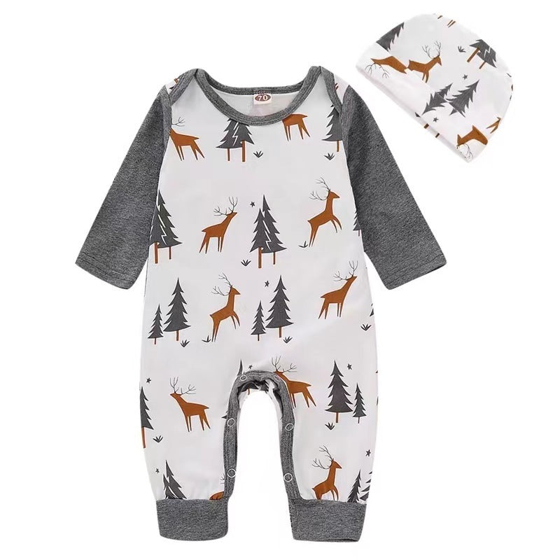 Nemobaby Baby Long Sleeve Deer Romper Set With Hat