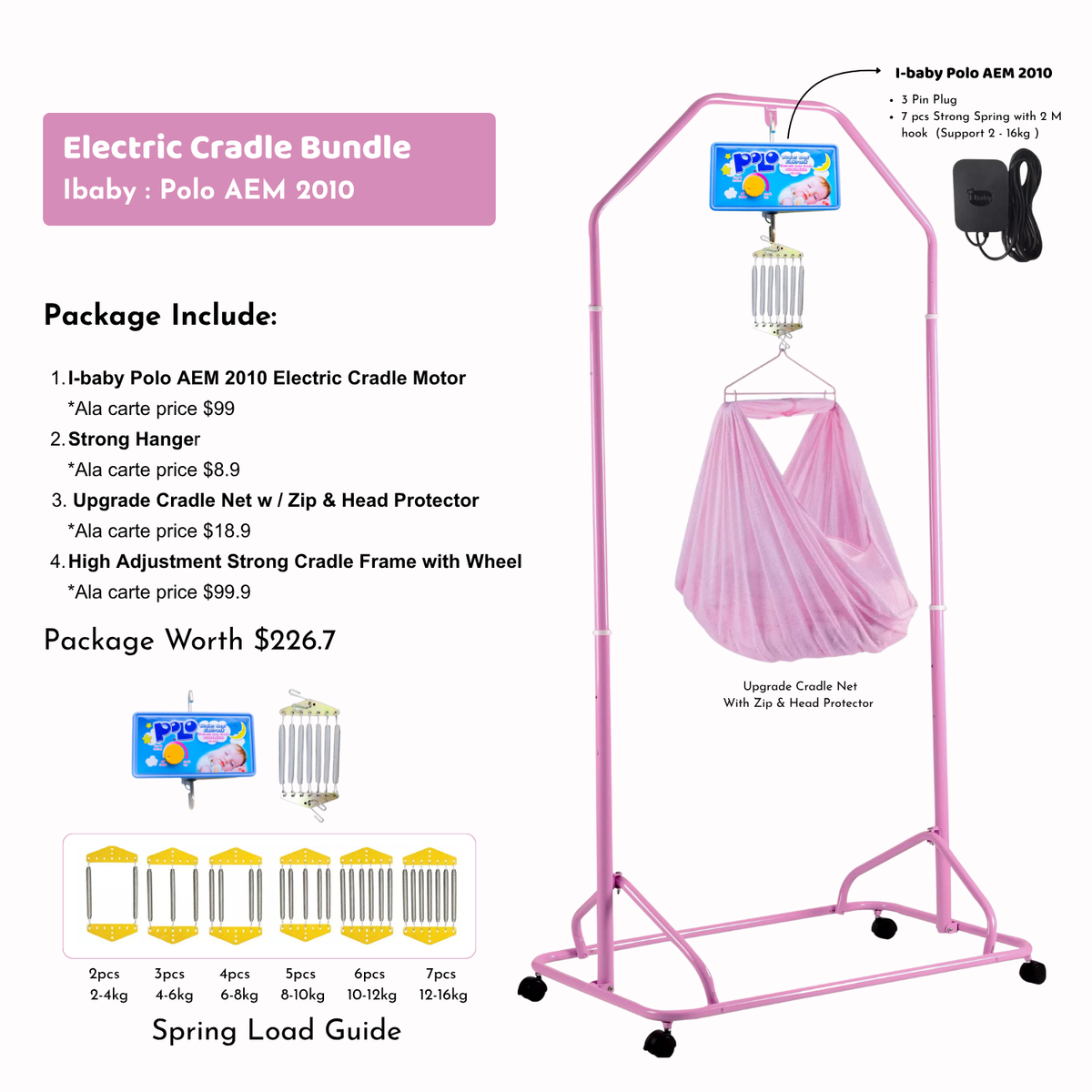 Nemobaby XL Foldable Spring Baby Cradle Set