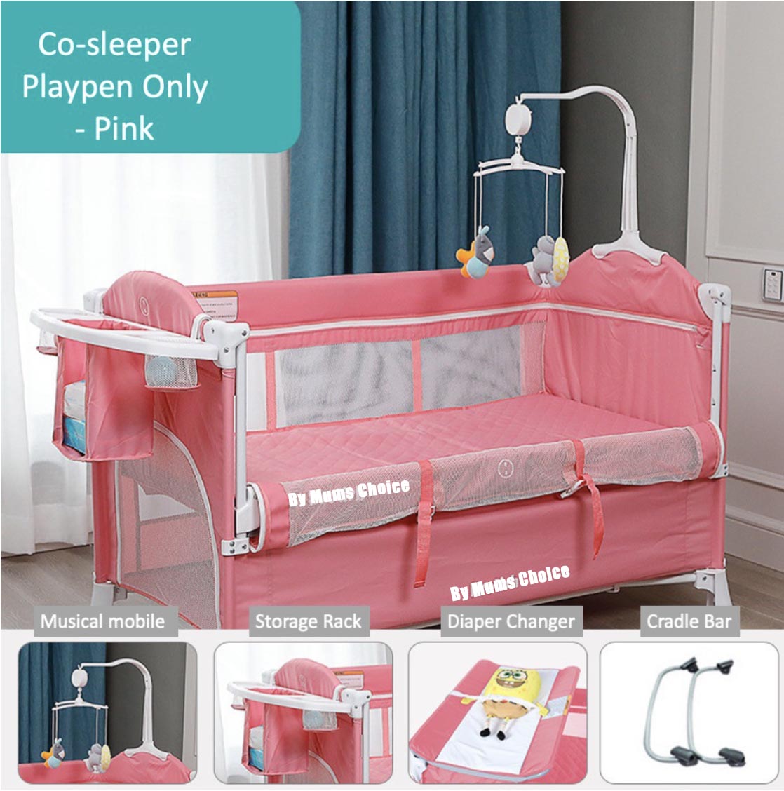 Brotish 4 in 1 Adjustable Heigh Co-Sleep Playpen