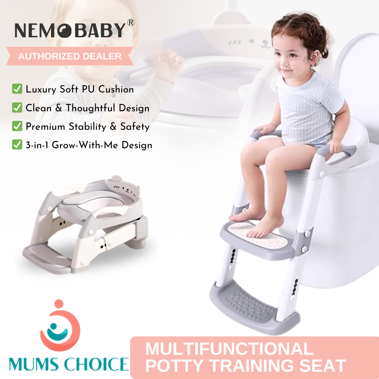 Mums Choice 3-in-1 Multifunctional Potty Training Seat