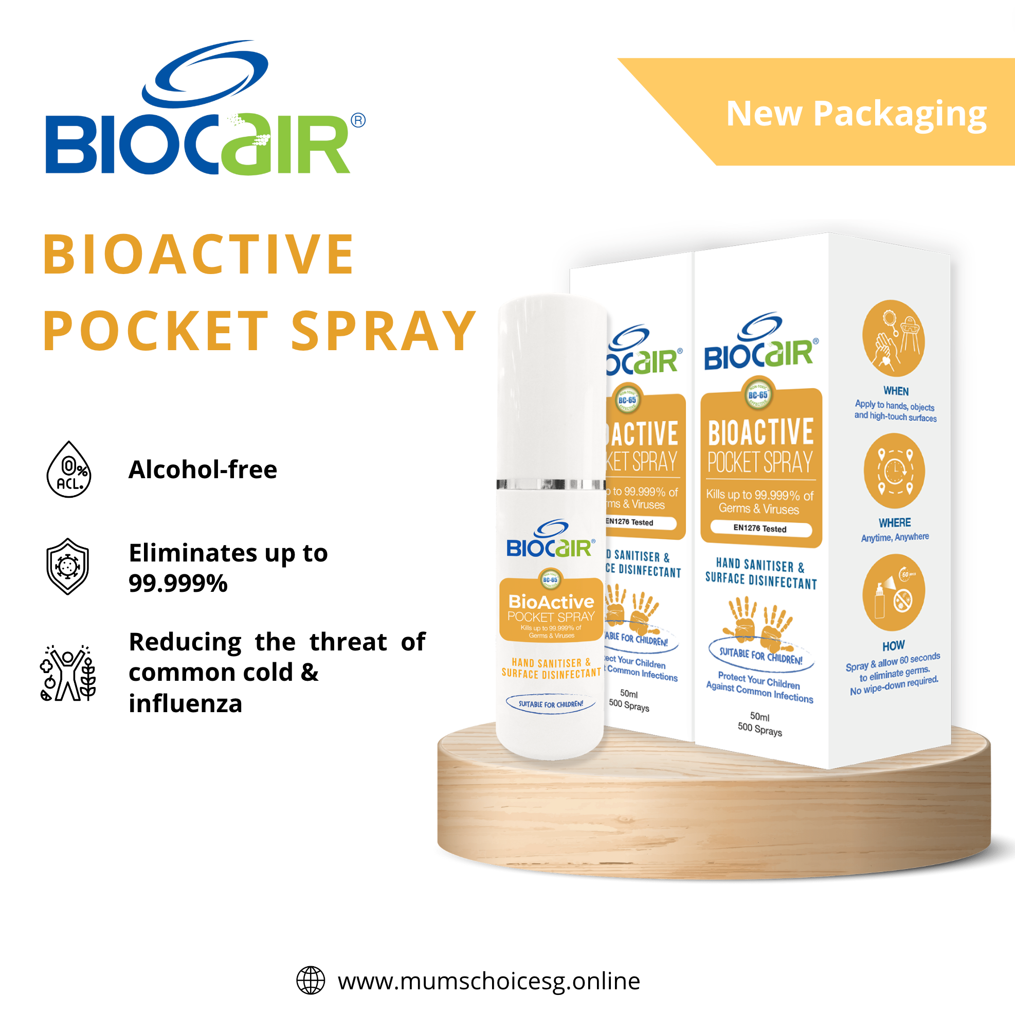 BioCair ® BC-65 Anti-HFMD BioActive Pocket Spray (50ml)