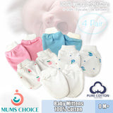 Casila Baby Mittens 4 Pair 100% Natural Cotton Premium Quality