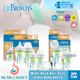 Dr. Brown’s Natural Flow® Options+™  Wide-neck Anti-colic GLASS Baby Bottle