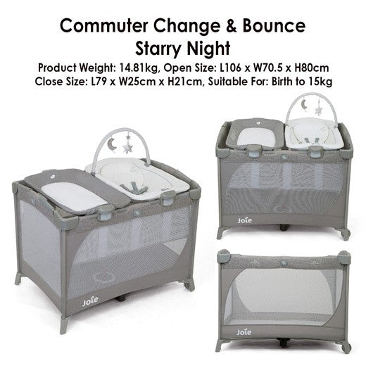 Joie Commuter Change and Bounce Travel Cot -Starry Night