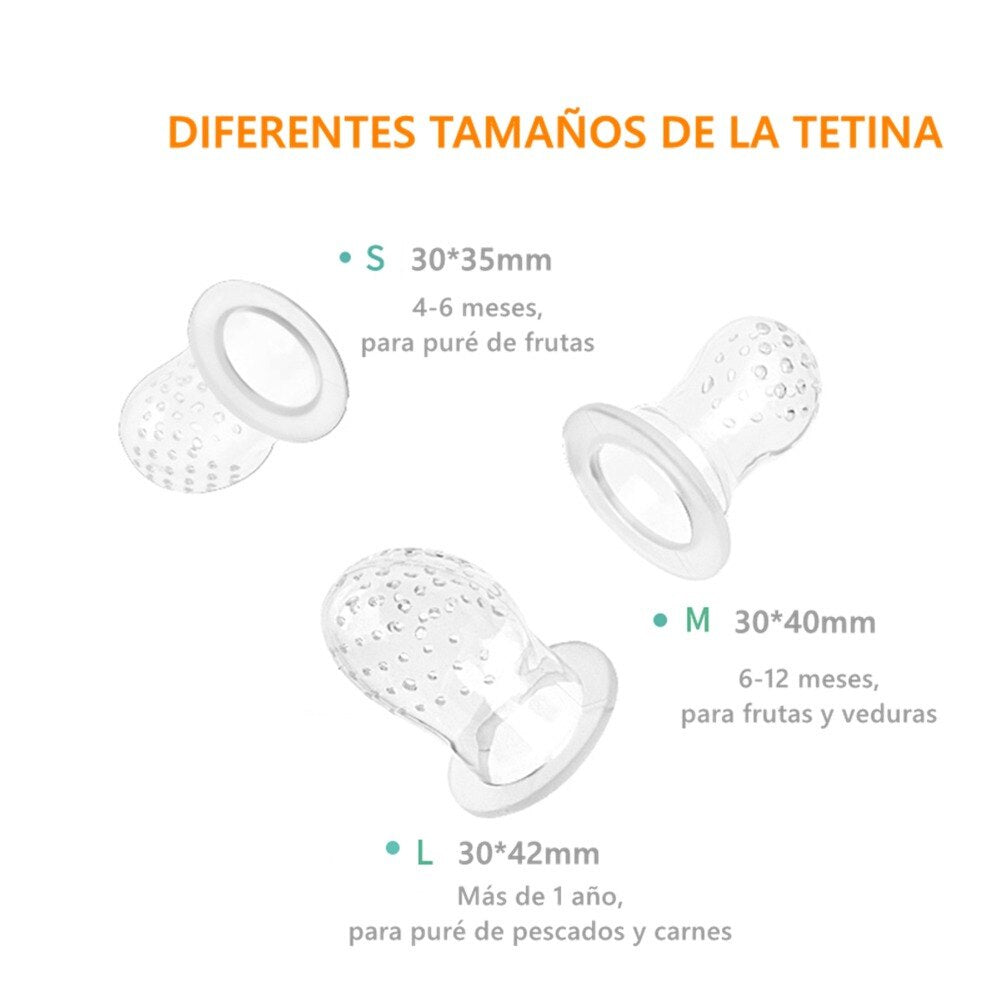 Misuta Baby Silicone Food Feeder /Fruit Feeder (With Size S / M / L Replaced teats of different Size )
