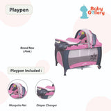 Mamakids baby playpen/ Foldable Bassinet / baby cot bed ( canopy with mosquito net + diaper changer )