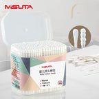 MISUTA 2 in 1 tips Baby Cotton Swabs Organic Cotton Bud(400pcs / Contains =800 Tips )