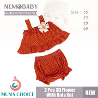 Nemobaby Baby Girl 3D Flower With Dot 2 Pcs Set