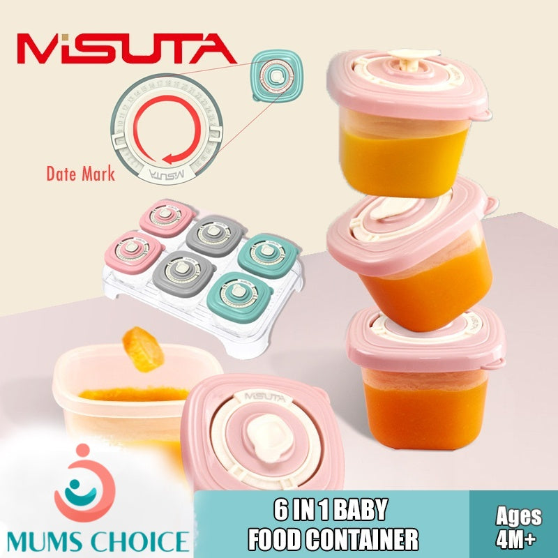 Misuta baby food container 6 in 1 with date mark 120ML