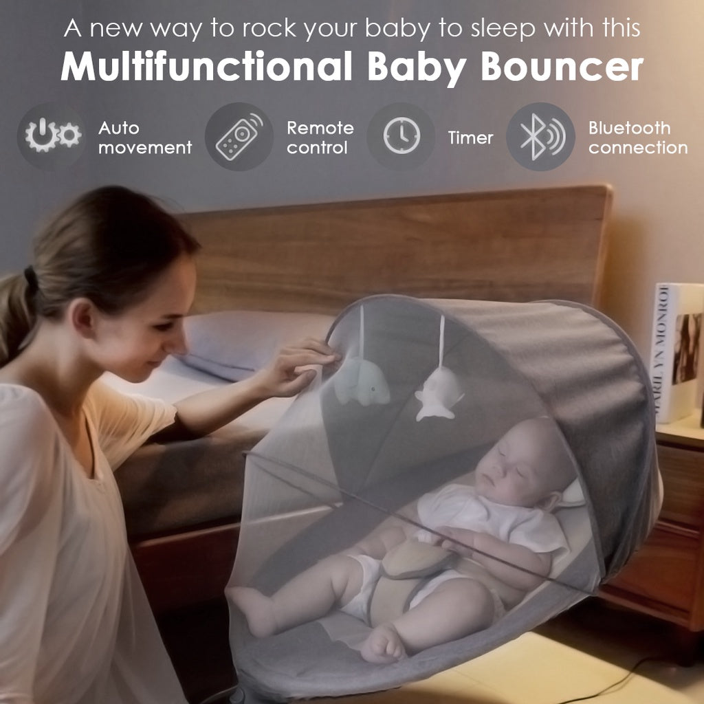 Mums Choice Smart Electric Baby Auto Swing Leaf Bouncer With Music, Toys & Mosquito Net