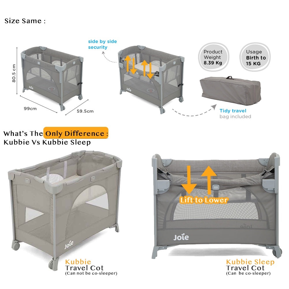 Joie Kubbie Sleep Bedside Travel Cot