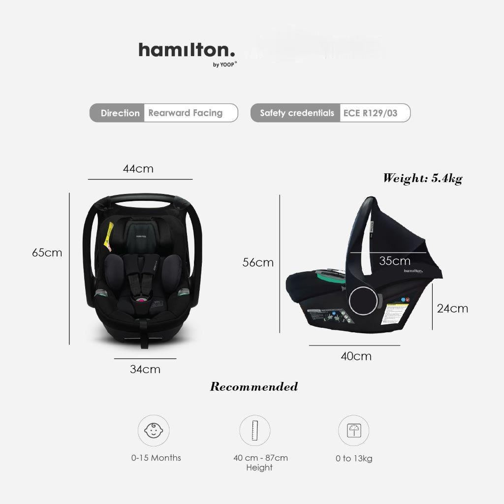 Hamilton Zeno Plus Infant Car Seat | Suitable for Newborn - 87 cm (about 15 months)