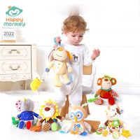 Happy monkey Cute Stroller Crib Toys with Sound and Teether