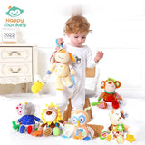 Happy monkey Cute Stroller Crib Toys with Sound and Teether