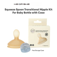 HEORSHE Squeeze Spoon Transitional Nipple Kit For Baby Bottle with Case