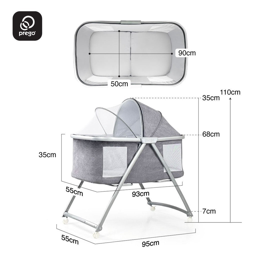 Prego Baby Luna Foldable Baby Bassinet With Mosquito Net