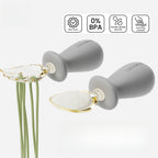 HEORSHE Tiny Spoon and Fork Set for Babies 6M+ Soft Silicone Handle