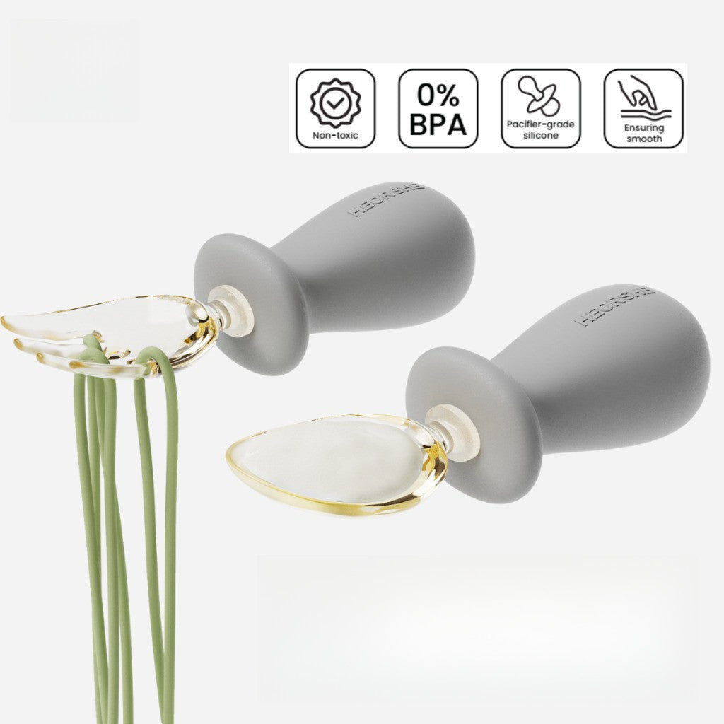 HEORSHE Tiny Spoon and Fork Set for Babies 6M+ Soft Silicone Handle