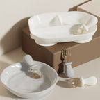 HEORSHE Tiny Spoon and Fork Set for Babies 6M+ Soft Silicone Handle