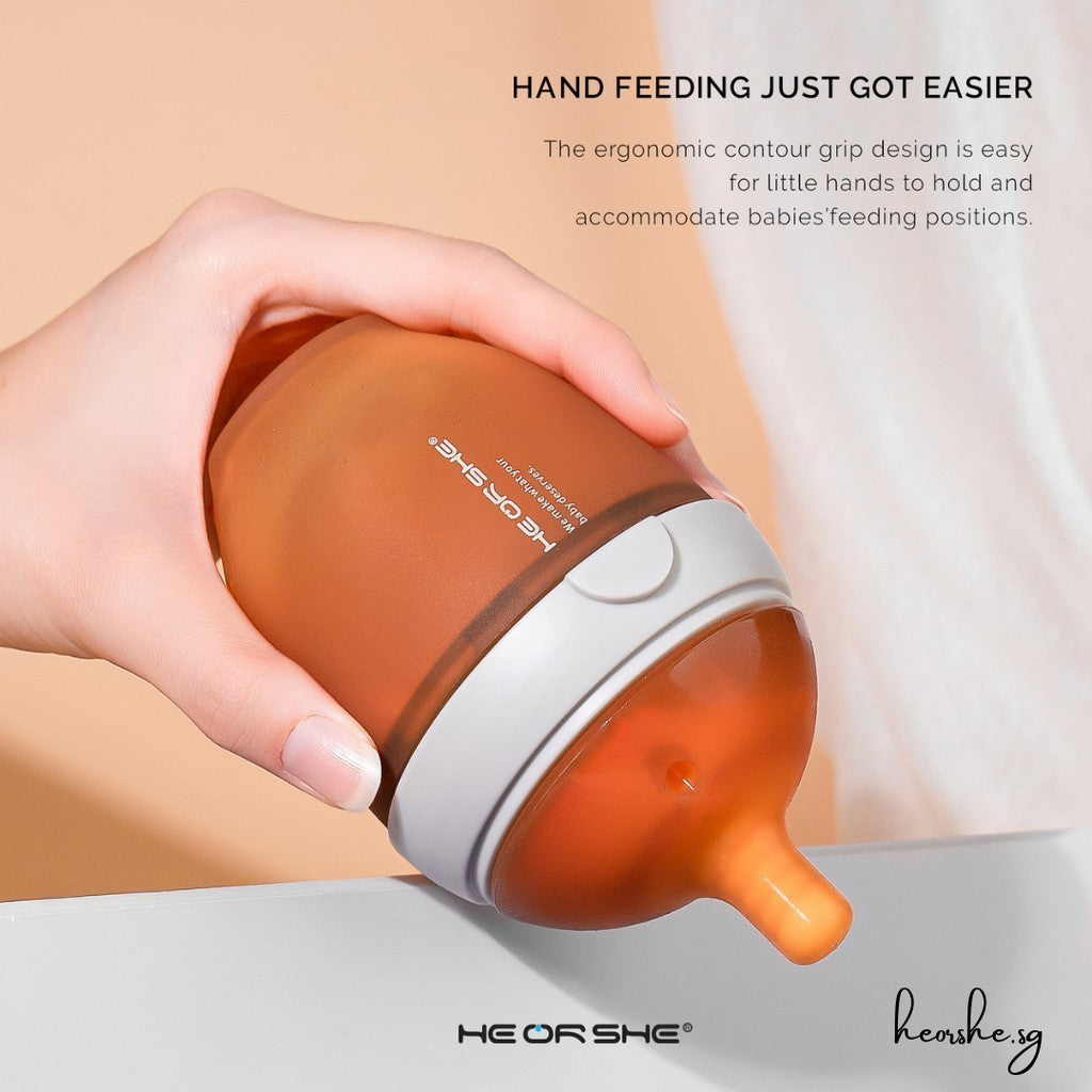 HEORSHE Antibacterial Ultra Wide Neck Silicone Bottle |160ml Twin Pack