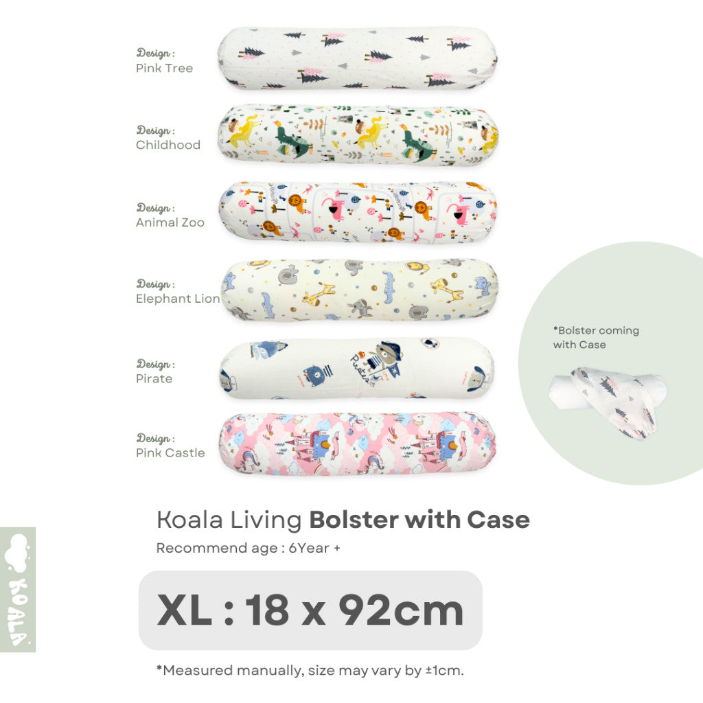Koala Living 100% Pure Combed  Cotton Toddler Bolster With replacement Cover