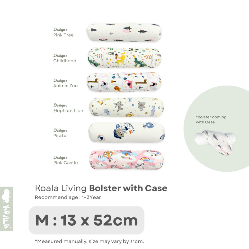 Koala Living 100% Pure Combed  Cotton Toddler Bolster With replacement Cover