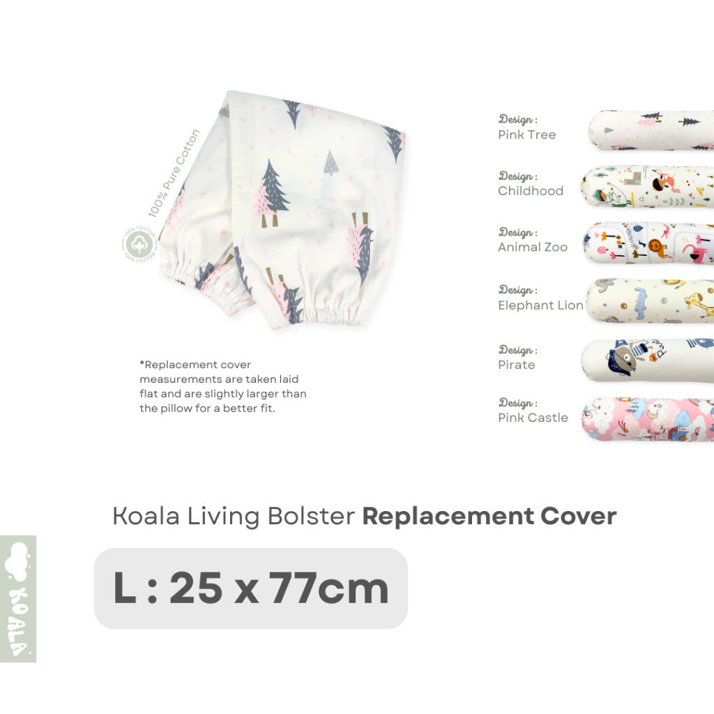 Koala Living 100% Pure Combed  Cotton Toddler Bolster With replacement Cover