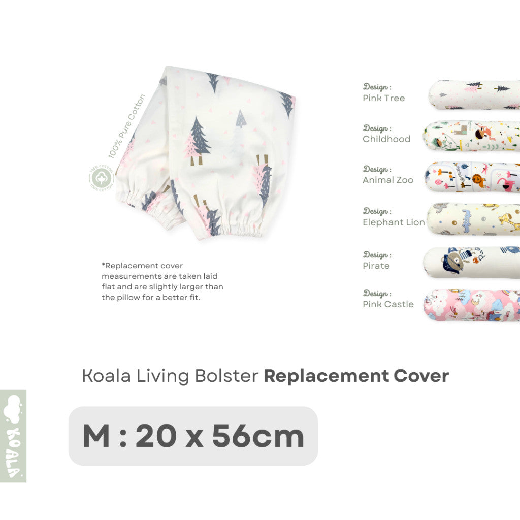 Koala Living 100% Pure Combed  Cotton Toddler Bolster With replacement Cover