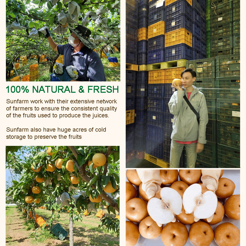 Sun Farm - Korea 100% NFC Real Fruit Juice | No Added Sugar | Natural Sweetness From Fruits | For 8M+ (30 pack 1 crtn)