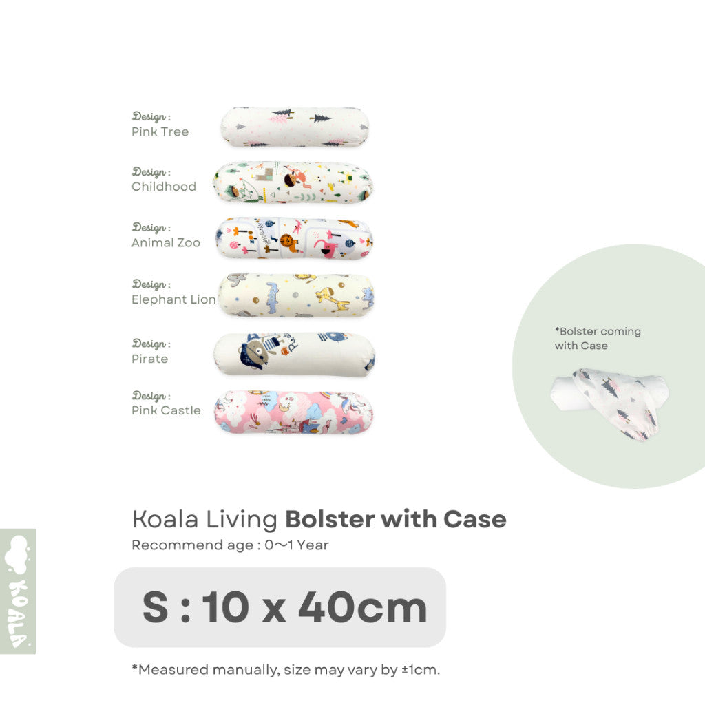 Koala Living 100% Pure Combed  Cotton Toddler Bolster With replacement Cover