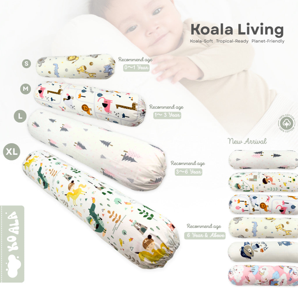 Koala Living 100% Pure Combed  Cotton Toddler Bolster With replacement Cover
