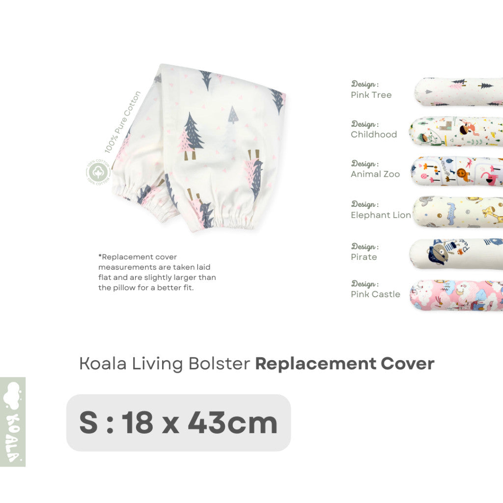 Koala Living 100% Pure Combed  Cotton Toddler Bolster With replacement Cover